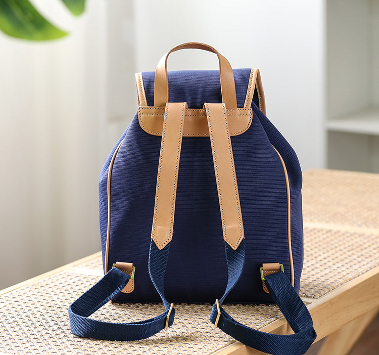 Small Ruck Sack Women's Nylon Backpack Bag With Leather Accessories Small Rucksack For ...