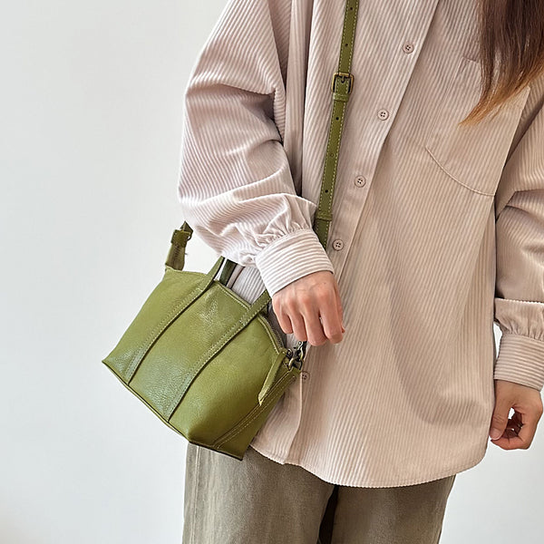 Women's Small Genuine Leather Handbag Top Handle and Crossbody Purse with Zipper Compartments Affordable