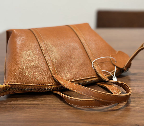 Women's Small Genuine Leather Handbag Top Handle and Crossbody Purse with Zipper Compartments Durable