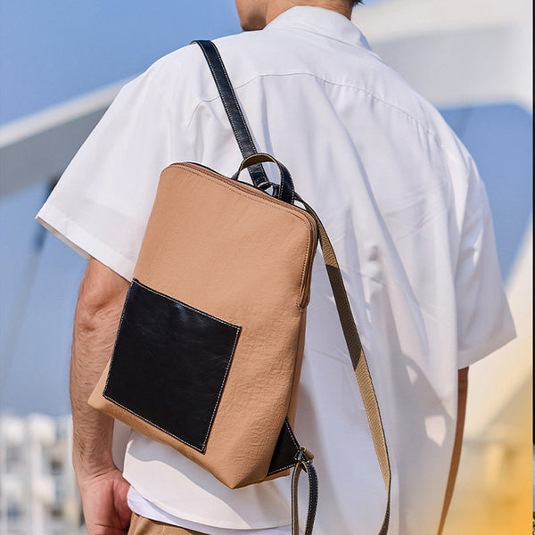 Women's Small Laptop Backpack Minimalist 23-Inch Work Backpack with Leather Details Casual