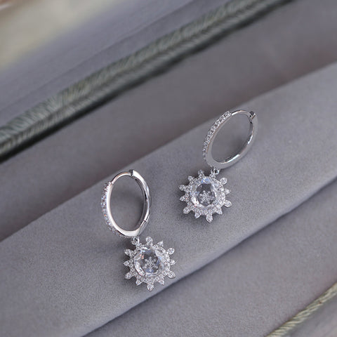 ◆STONEHENgE◆ Silver Hoop Earrings SA24D22U Sterling Silver Stonehenge Statement Hoop Earring Diamond