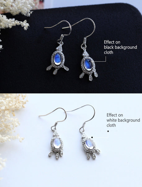 Women's Sterling Silver Moonstone Earrings Silver Drop Earrings For Women Cute