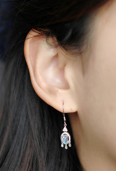 Women's Sterling Silver Moonstone Earrings Silver Drop Earrings For Women Fashion