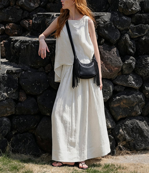 Women's Suede and Matte Leather Shoulder Bag Fringe Hobo Bag Classy