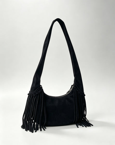 Women's Suede and Matte Leather Shoulder Bag Fringe Hobo Bag Trendy