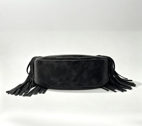 Women's Suede and Matte Leather Shoulder Bag Fringe