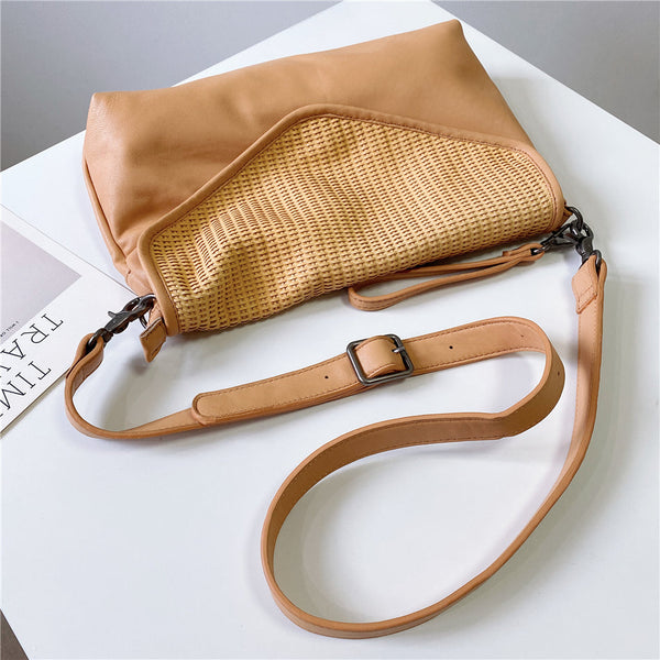 Women's Woven Bag Leather Crossbody Satchel Purse Leather Shoulder Bag Affordable