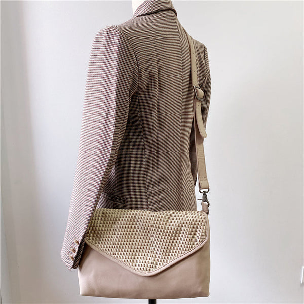 Women's Woven Bag Leather Crossbody Satchel Purse Leather Shoulder Bag Chic