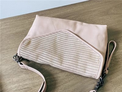 Women's Woven Bag Leather Crossbody Satchel Purse Leather Shoulder Bag Classy