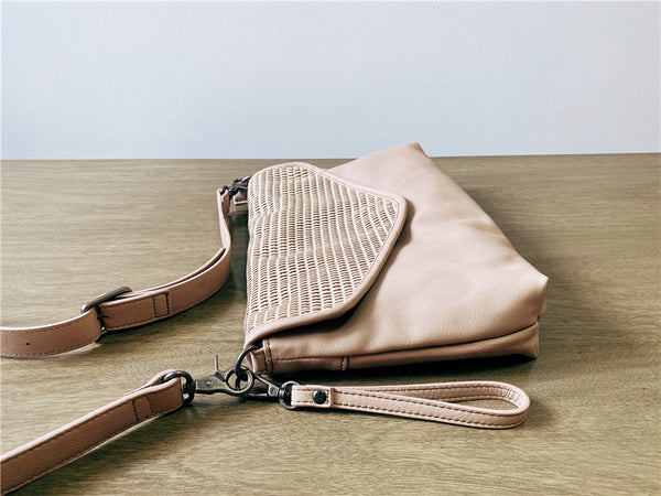 Women's Woven Bag Leather Crossbody Satchel Purse Leather Shoulder Bag Gift-idea