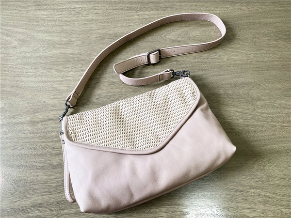 Women's Woven Bag Leather Crossbody Satchel Purse Leather Shoulder Bag Girlfriend