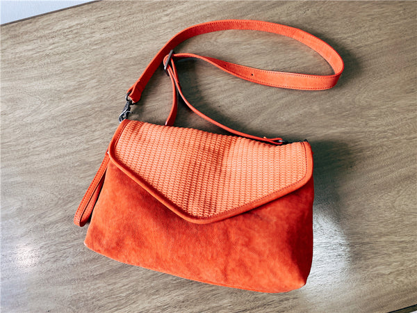 Women's Woven Bag Leather Crossbody Satchel Purse Leather Shoulder Bag Trendy