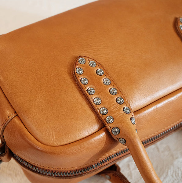 Womens Beautiful Leather Handbags Rivets Studded Leather Crossbody Purse Classy