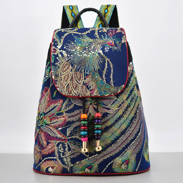 Womens Boho Canvas Backpack Purse Rucksack Bag Badass
