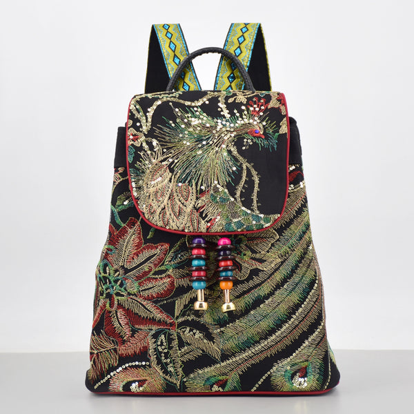 Womens Boho Canvas Backpack Purse Rucksack Bag Beautiful