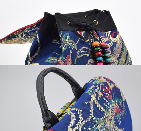 Womens Boho Canvas Backpack Purse Rucksack Bag Details