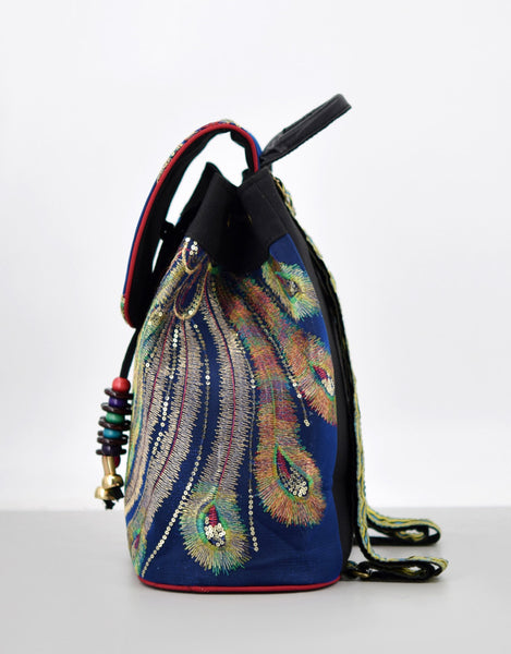 Womens Boho Canvas Backpack Purse Rucksack Bag Elegant