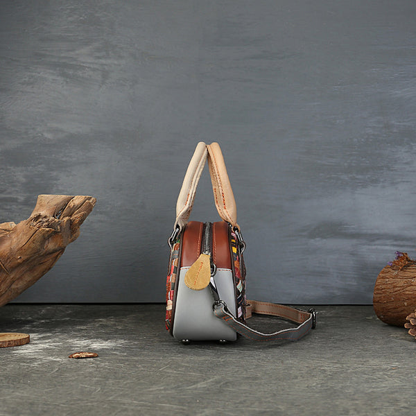 Womens Boho Handwoven Leather Handbag Genuine Leather Top Handle Shoulder Bag Casual