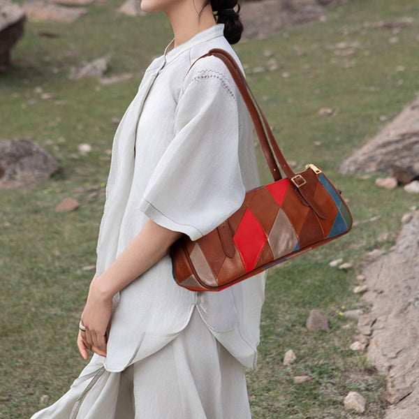 Womens-Boho-Patchwork-Genuine-Leather-Shoulder-Bag- Vintage-Handbag-Underarm-Purse-For-Women-Beautiful