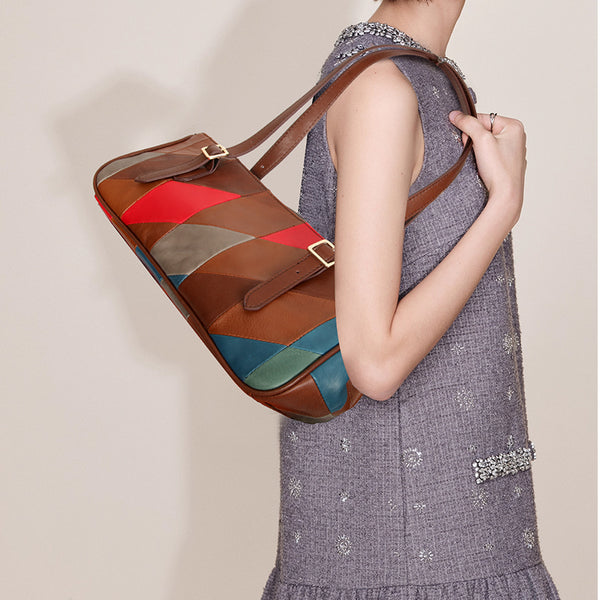 Womens-Boho-Patchwork-Genuine-Leather-Shoulder-Bag- Vintage-Handbag-Underarm-Purse-For-Women-Casual