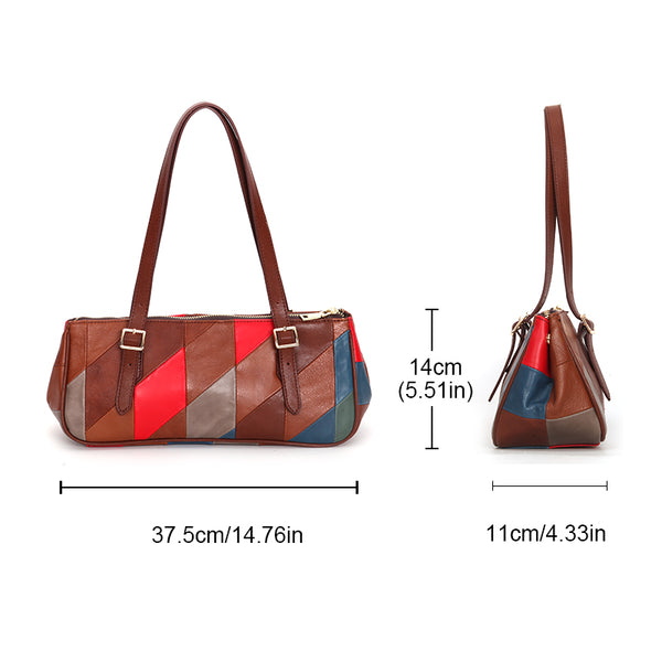 Womens-Boho-Patchwork-Genuine-Leather-Shoulder-Bag- Vintage-Handbag-Underarm-Purse-For-Women-Elegant