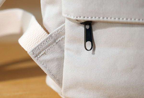 Womens Canvas Backpack with Genuine Leather Trim Casual Lightweight Travel Bag Stylish