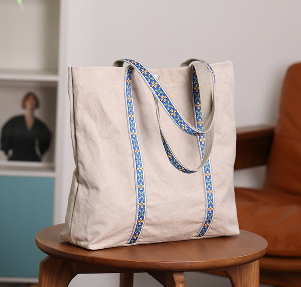 Womens Canvas Tote Bag Large Shoulder Handbag Fits 13.3" Laptop