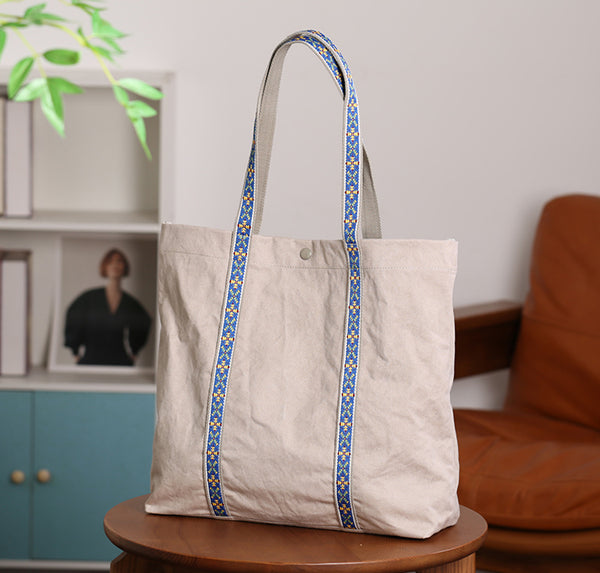 Womens Canvas Tote Bag Large Shoulder Handbag Fits 13.16" Laptop Classic