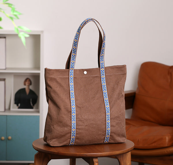 Womens Minimalist Large Canvas Tote Bag Lightweight Daily Carry All