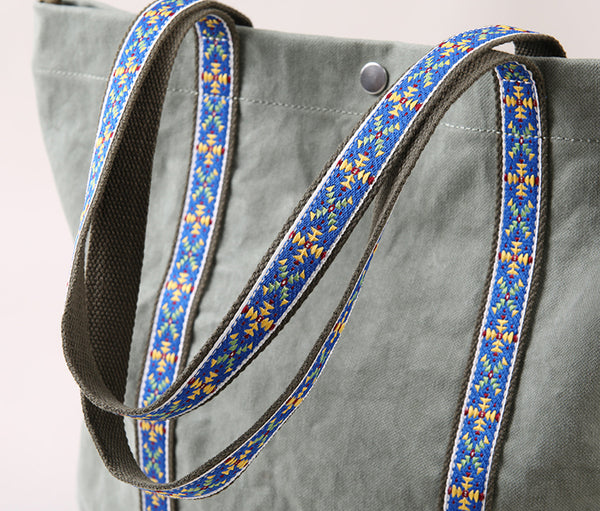 Womens Canvas Tote Bag Large Shoulder Handbag Fits 13.22" Laptop Details