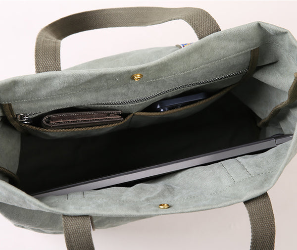 Womens Canvas Tote Bag Large Shoulder Handbag Fits 13.38" Laptop Nice