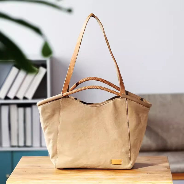 Womens Canvas Tote Bag With Leather Handles Canvas Shoulder Bag Badass