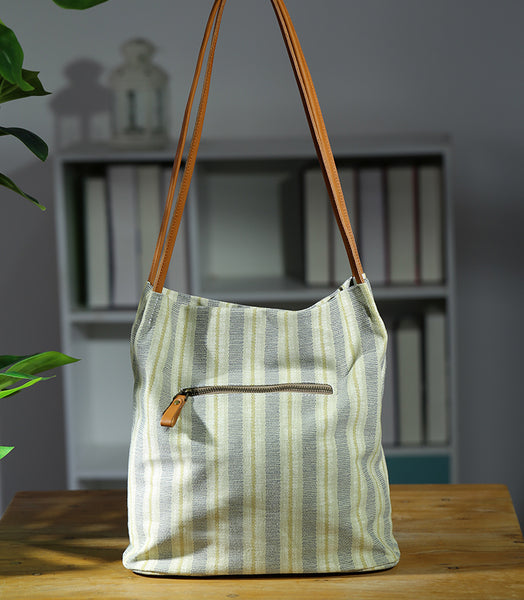 Womens Canvas and Leather Shoulder Bag for Women Lightweight Tote with Pockets Beautiful