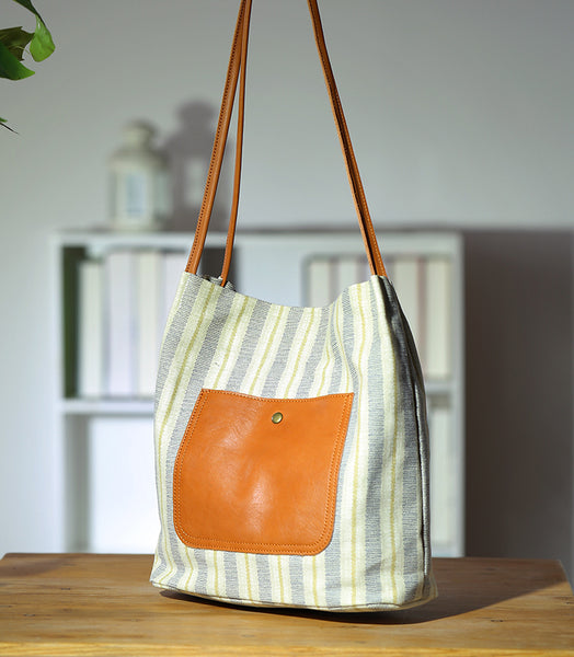 Womens Canvas and Leather Shoulder Bag for Women Lightweight Tote with Pockets Best