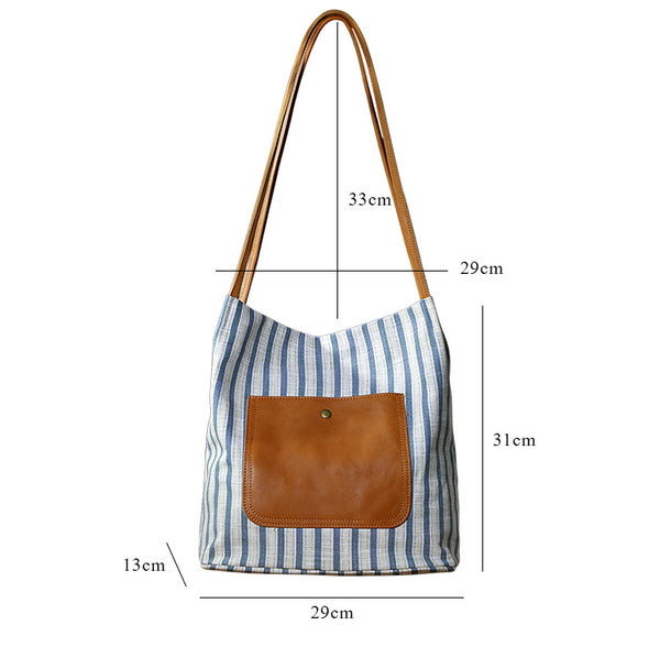 Womens Canvas and Leather Shoulder Bag for Women Lightweight Tote with Pockets Gift