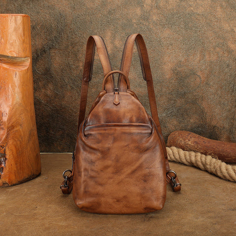 Small Womens Genuine Leather Sling Bag Convertible Backpack Chest Bag