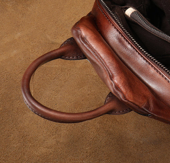 Womens Convertible Genuine Leather Backpack Bag Vintage Sling Bag Chest Bag Handmade
