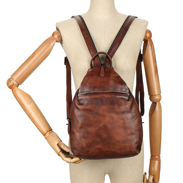 Womens Convertible Genuine Leather Backpack Bag Vintage Sling Bag Chest Bag