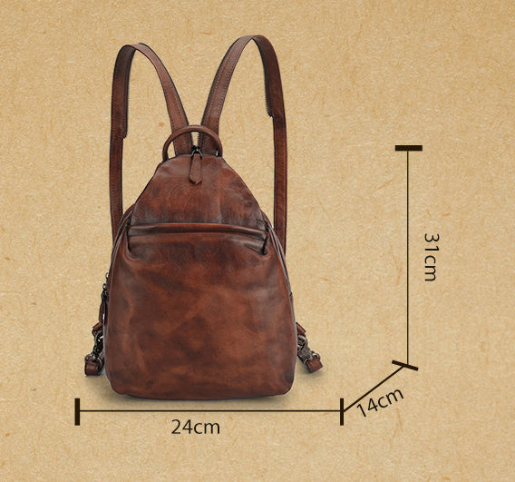 Womens Convertible Genuine Leather Backpack Bag Vintage Sling Bag Chest Bag Quality