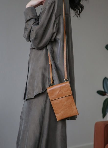 Womens Convertible Leather Crossbody Belt Bag Vintage Top Grain Cowhide Waist Bag Brown