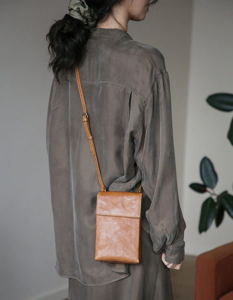 Womens Convertible Leather Crossbody Belt Bag Vintage Top Grain Cowhide Waist Bag Cute