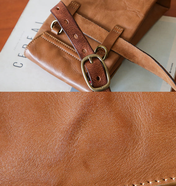 Womens Convertible Leather Crossbody Belt Bag Vintage Top Grain Cowhide Waist Bag Details
