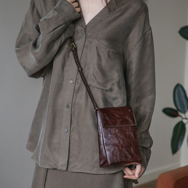 Womens Convertible Leather Crossbody Belt Bag Vintage Top Grain Cowhide Waist Bag