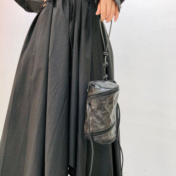 Womens Cylindrical Black Shoulder Purse Small Leather Crossbody Bag For Women Badass