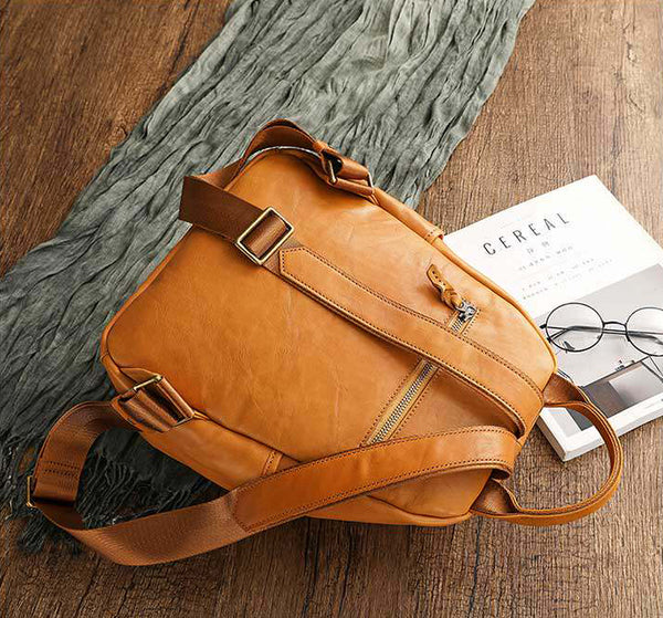 Women's Genuine Leather Backpack Vintage Multi Pocket Daypack Genuine-Leather