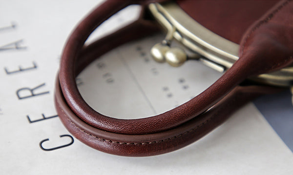 Womens Genuine Leather Frame Clutch Purse Retro Phone Bag for Women with Shoulder Strap Durable