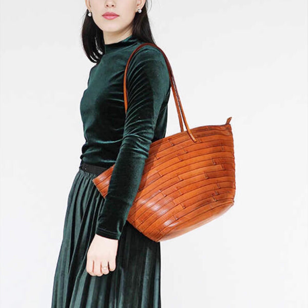 Womens Genuine Leather Tote Handbags Spliced Leather Shoulder Tote Bag Beautiful