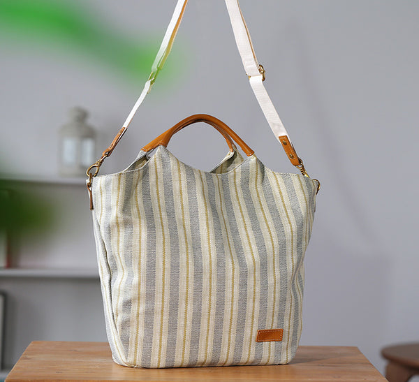 Womens Large Canvas Laptop Tote Bag with Leather Handle-Fits 15.20" Notebook Classy