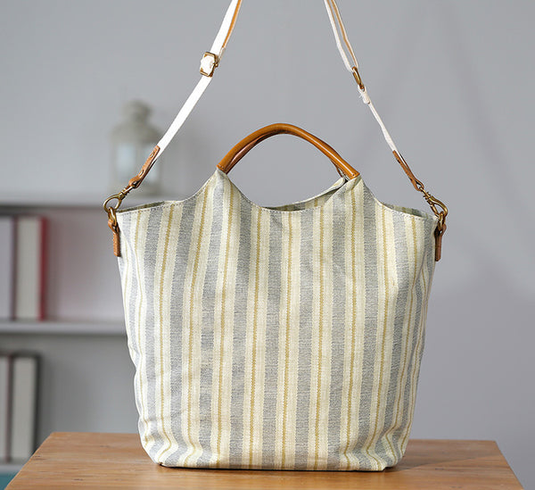Womens Large Canvas Laptop Tote Bag with Leather Handle-Fits 15.21" Notebook Cool