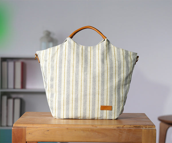 Womens Large Canvas Laptop Tote Bag with Leather Handle-Fits 15.23" Notebook Cute
